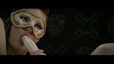 Filthy Masked Fantasy, Brunette in Heels Sucks Dildo Sloppy Then rams It Deep in Her Tight Cunt
