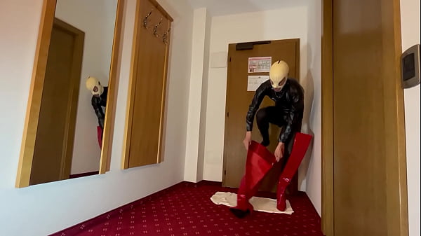 Wearing fetish high boots