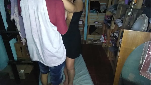 Touching my girlfriend's tits in a black dress