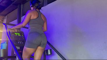 Girl in Yoga Pants Riding Dick after Workout in Gym