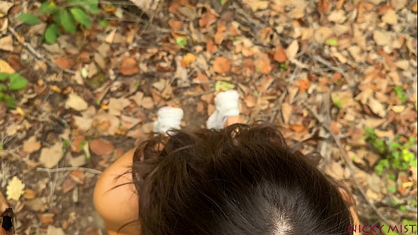 He cum in my mouth after fuck me in the woods