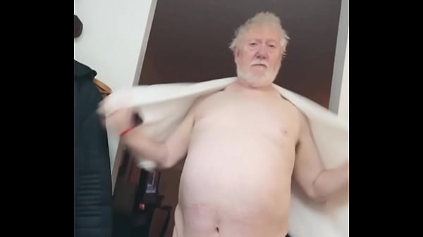 Fat man after shower