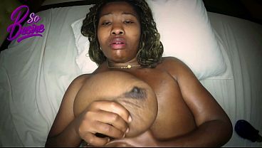 Solo breast massage with plenty of oil