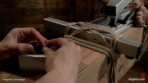 Download Video - Brunette lesbian in beam bondage