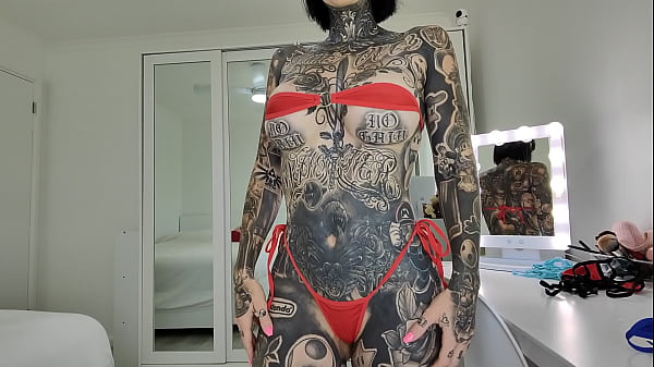 Trying on tiny micro Bikinis