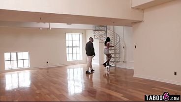 Black teen stepdaughter with big booty sucks and fucks stepdad
