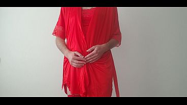 Download Video - Crossdresser masturbating in red lingerie&period;