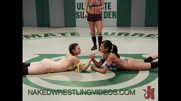 Four babes wrestle and fuck on mats