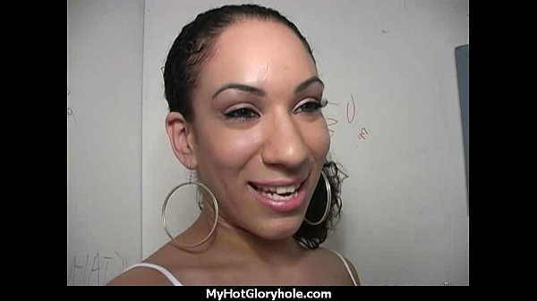 Ebony Hottie Milking Cocks in the Gloryhole 1