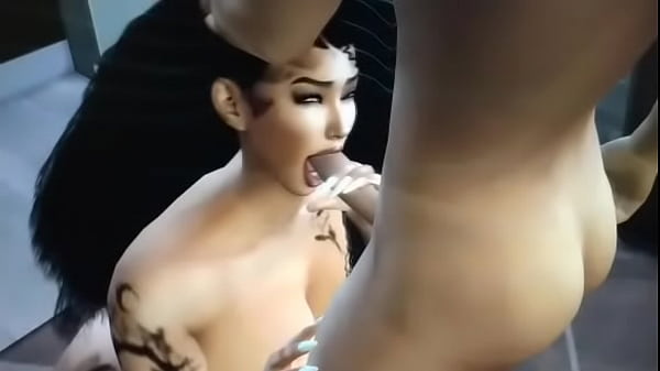 The Sims 4 Nike blows his load all over her face