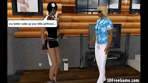 A pair of big tit 3D babes suck and fuck a big cock