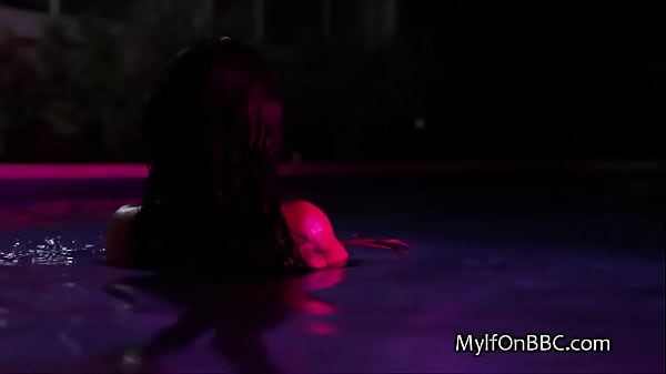 Wet big tit milf in the pool wants BBC