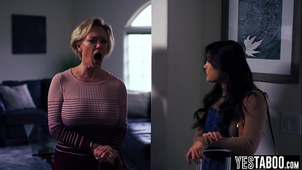 Asian lesbian teen seduces her stepmoms big boo...