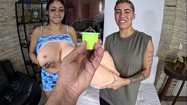 The girls have fun with the giant toy
