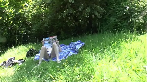 Pretty young redhead slut suntbathing licked and fucked by Papy Pervers