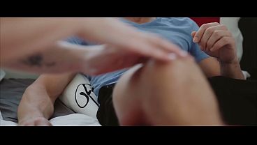 Tattooed Babe Gives Oiled Thigh Massage, Her Hands Slide Up to His Cock... He Moans So Loud