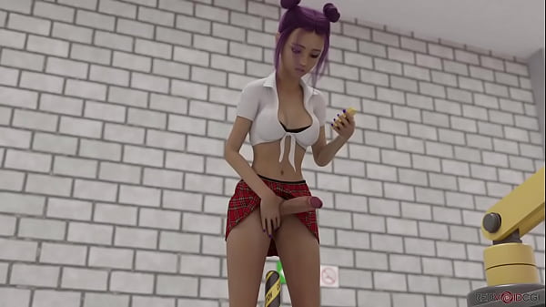 All The Way Through by Redvoidcgi (Futanari impaled by a machine has the best orgasm ever)