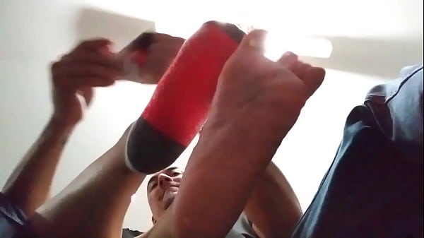 Taking wife's shoes off rubbing soft feet