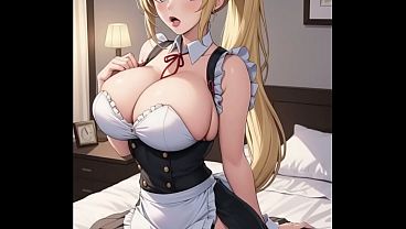 IA: Sexy maid cleans her boyfriend's penis