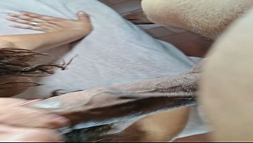 A slut with glasses sucks and gives head until she gets cum on her face.