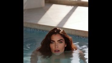 プールで大きな尻を持つ美しい若いラテン系美女と激しく熱いセックス - AI生成コンテンツ