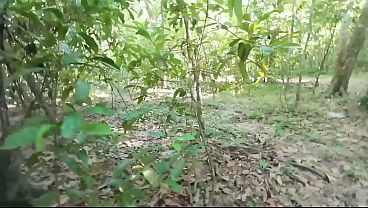 Thai girl brags about needing to pee in the woods, but then gets horny and masturbates. (Thai audio)