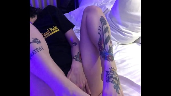 Begs for cum on her feet