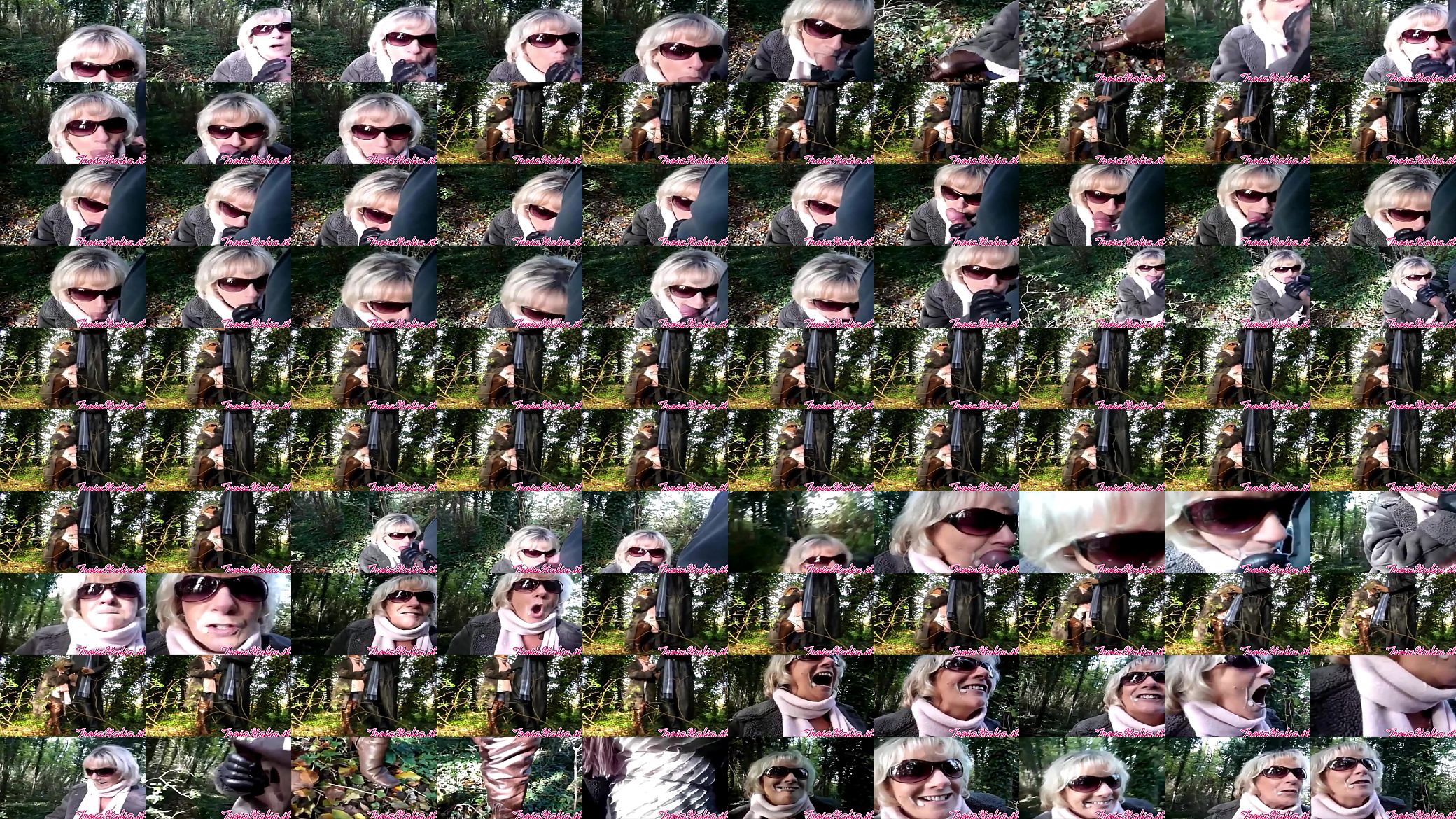 Bionda matura nonna pompino con occhiali in foresta per 30e 预览图