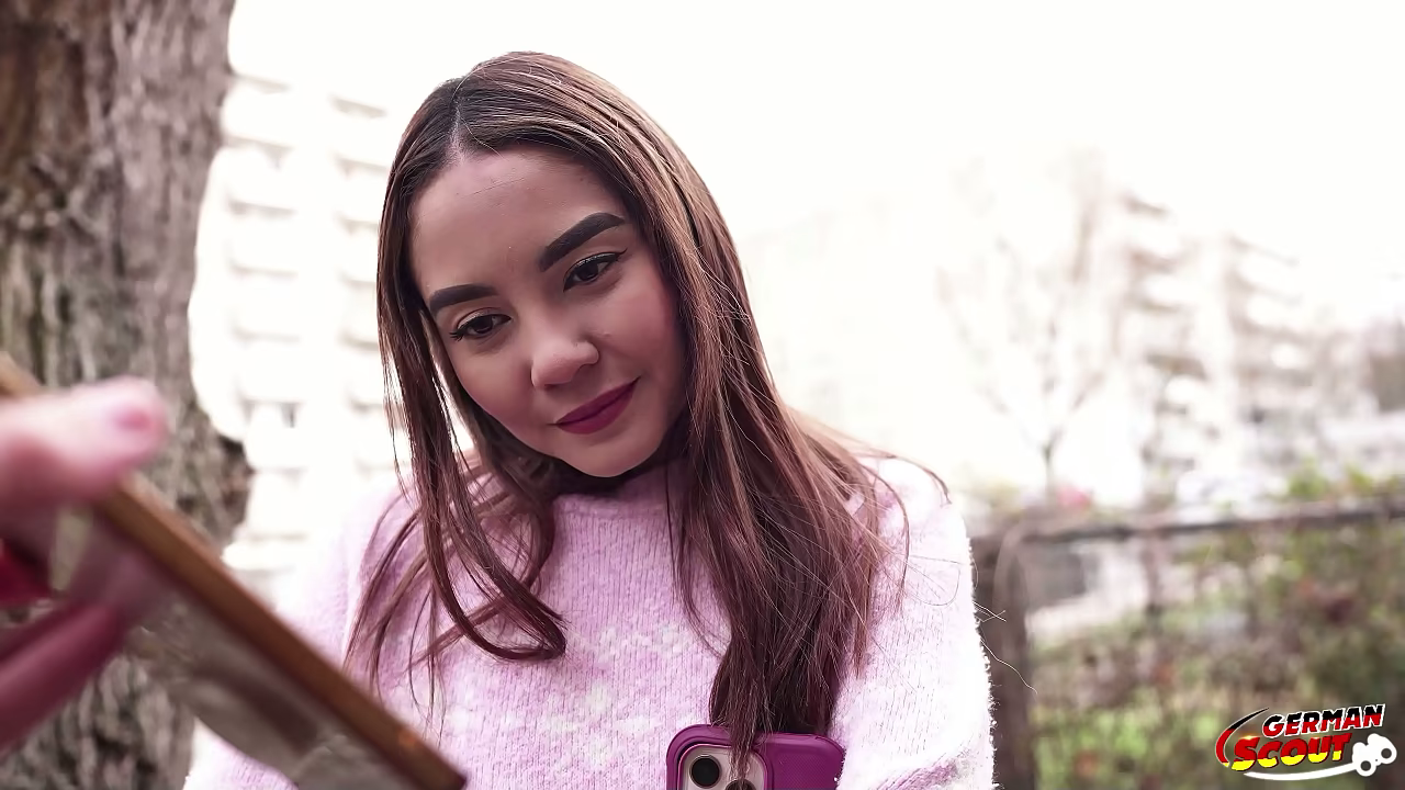 GERMAN SCOUT - Half Asia Latina Allison Sweet with saggy Tits Pick Up for Hard Casting Fuck