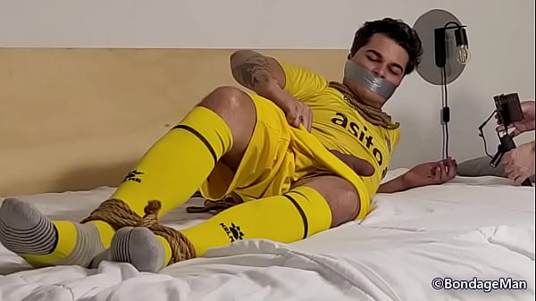 Doug football player tied up and gagged jerking...