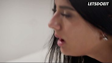 Big-Tit Latina Bent Over... He Grips Her Waist and Fucks Her Cunt Harder