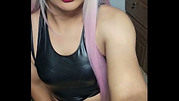 Young transsexual with delicious breasts