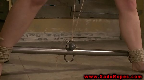 Hogtied suspended bdsm sub gets toy