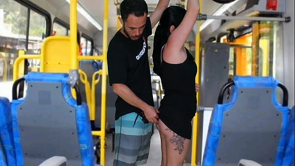 Brunette groping on the bus