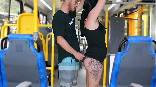 Brunette groping on the bus
