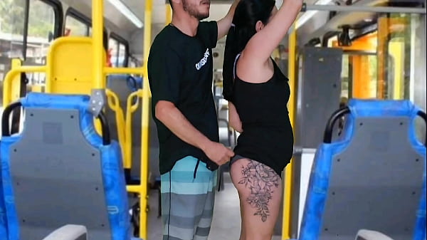Brunette groping on the bus
