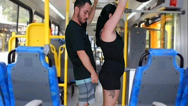 Brunette groping on the bus