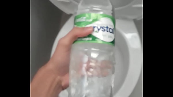 Bottle full of water jacking off