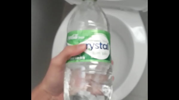 Bottle full of water jacking off