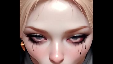 Psycho Cosplay Girl POV: Deepthroat & Messy Facial Cumshot [AI Animation]