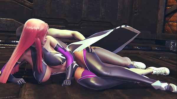 Makai Kishi from taimanin asagi 3 fuck her tight little pussy in spooning pose hard to make her orgasm on a floor - 3d sfm animation