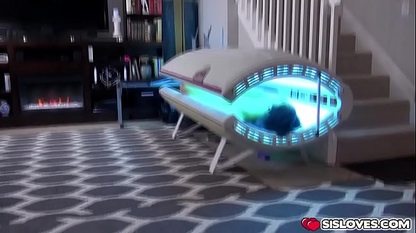 Becky Sins got caught by her stepbro using their tanning bed