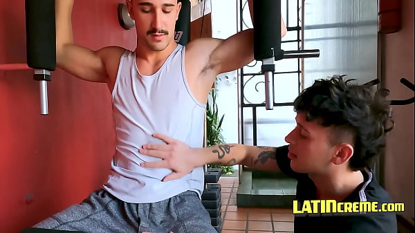 Download Video - Stud With A Moustache Fucks A Hot Twink In The Gym