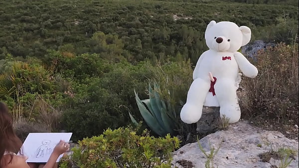 Jenny Ferri Ferry petite teen girl first time sex with Teddy bear Carlos outdoor