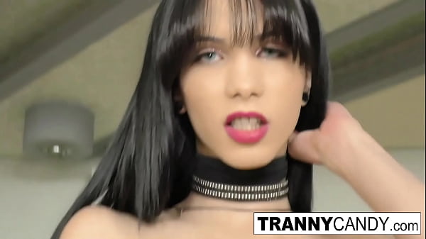 Sexy brunette trans babe masturbates for you