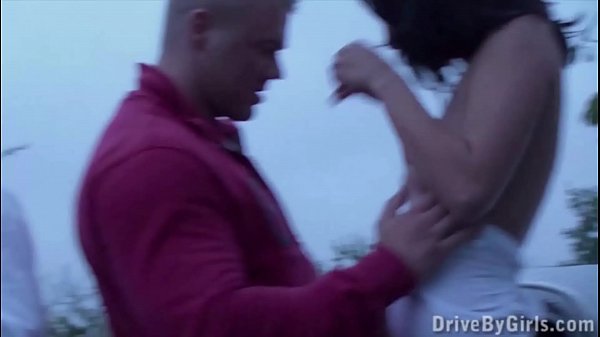 A new girl is joining a public sex gang bang dogging orgy in progress