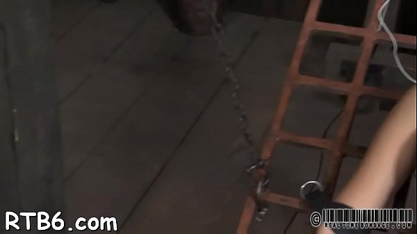 Fastened up angel receives tongue and facial t.