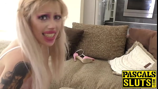 Pretty Angel Rae happily accepts two cock inside her ass hole