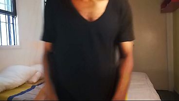 Handsome dark-haired man with a beautiful crown and a slim woman masturbating and cumming.