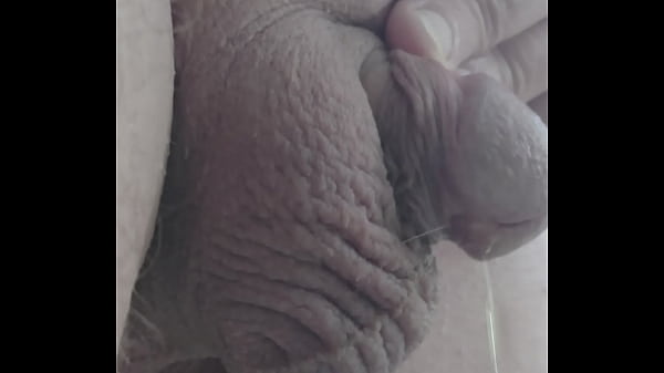 Small cock pee with precum dripping